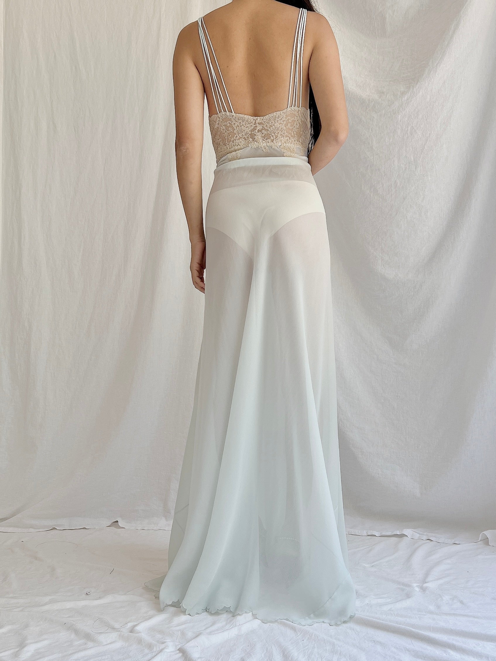 1930s Lightest Blue Chiffon Slip Gown - S/M