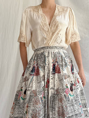 1930s Silk and Lace Top - S-M