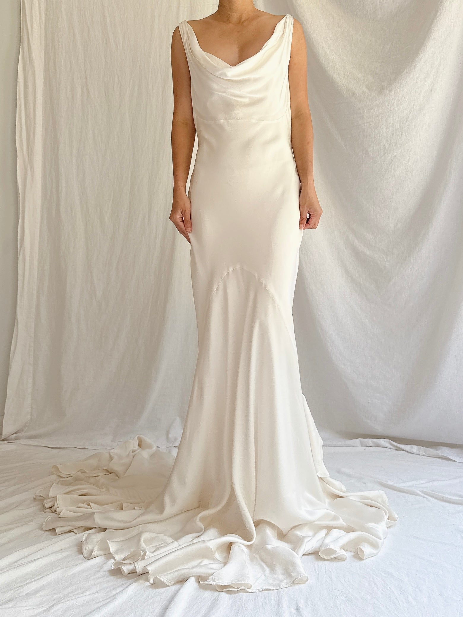 00s Satin Cowl Neckline Bias Gown - XS/2