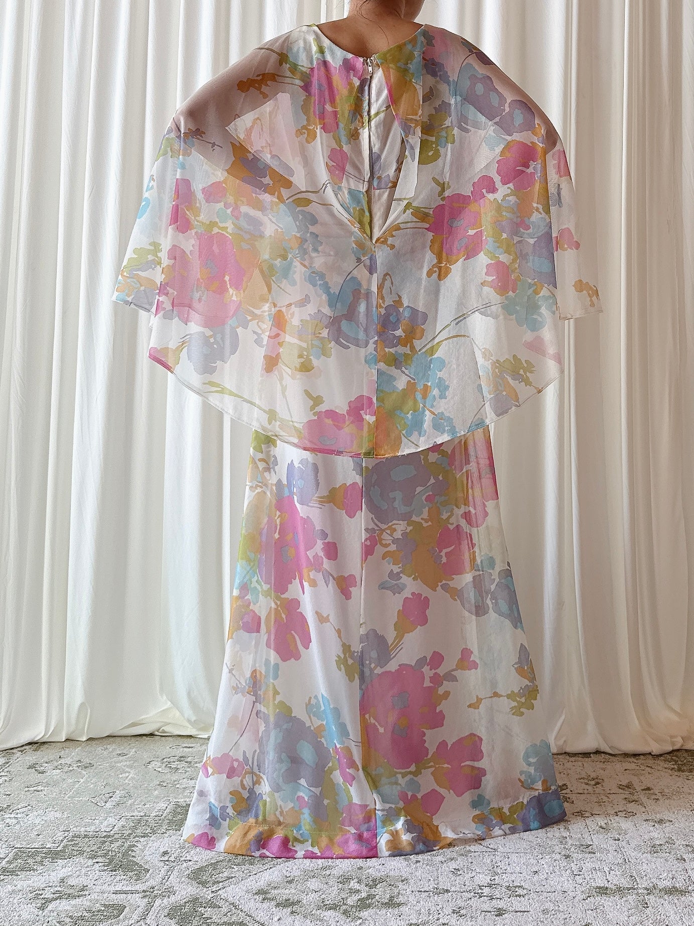 1960s Floral Tricot Dress - Size 34