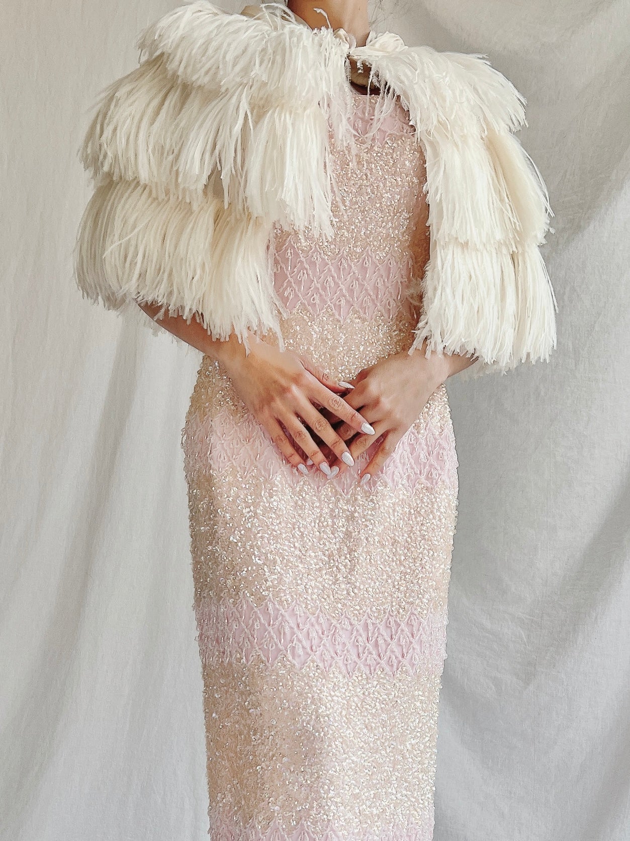 1930s Rayon and Feather Capelet - OSFM