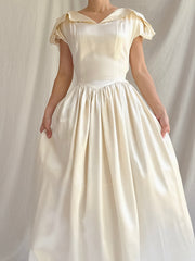 1940s Basque Waist Satin Gown - S