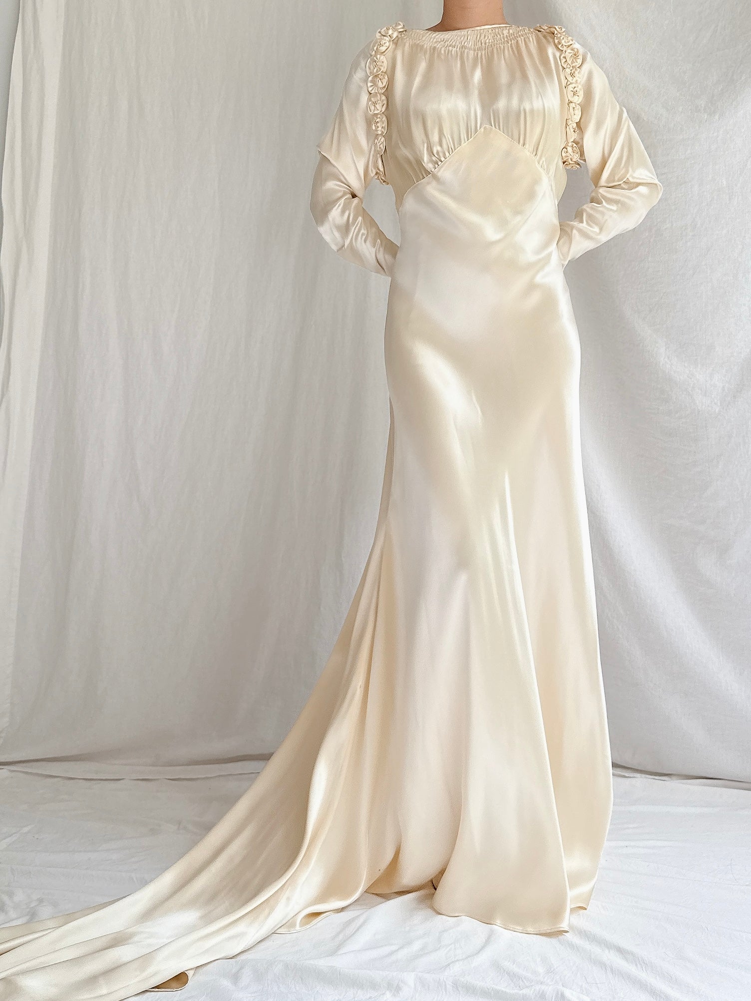 1930s Candlelight Satin Gown - S
