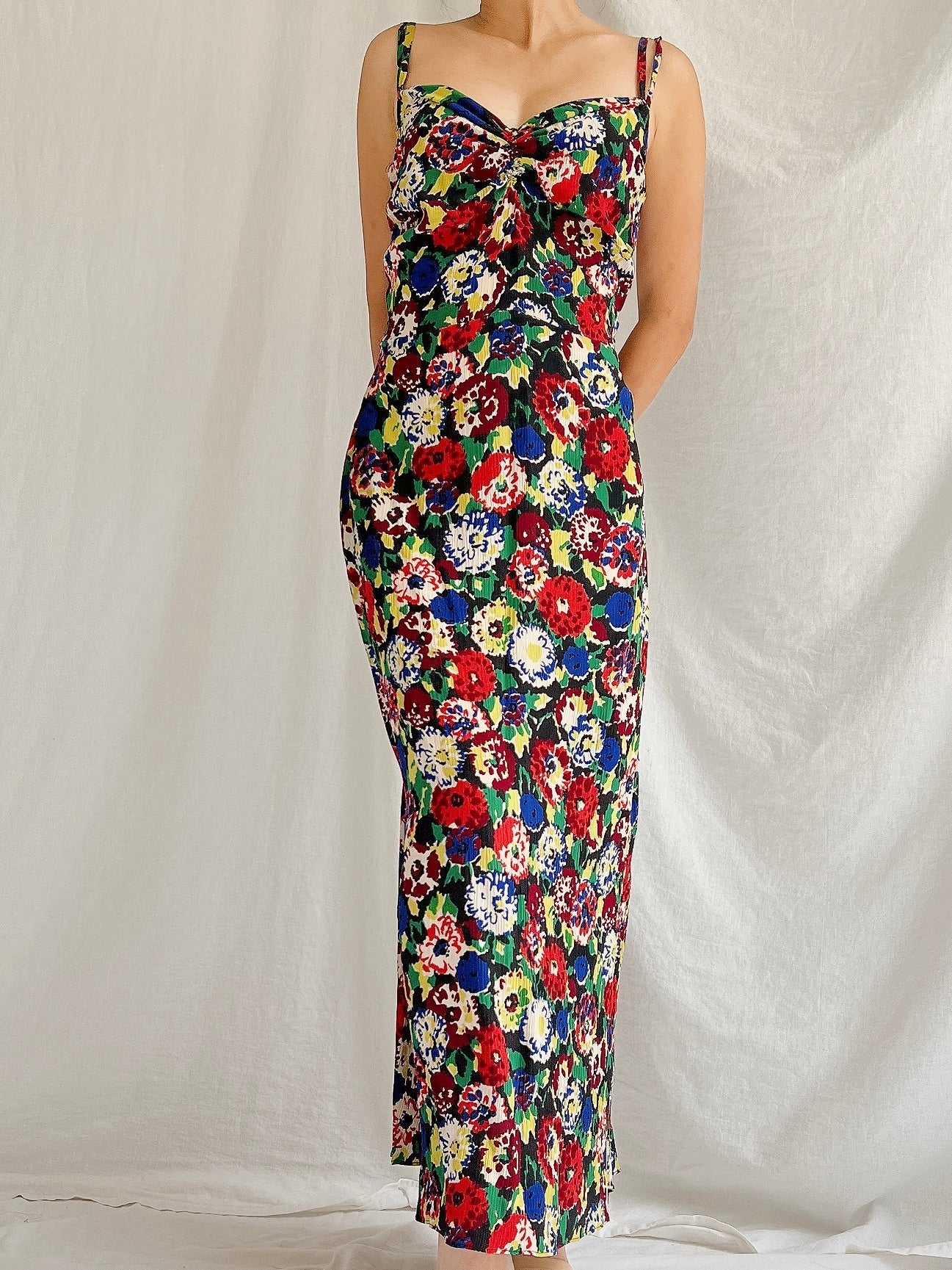1930s Silk Floral Dress - S