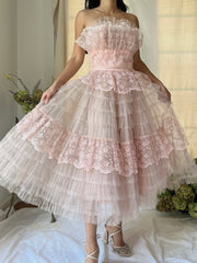 1950s Pink Tulle Dress - XS