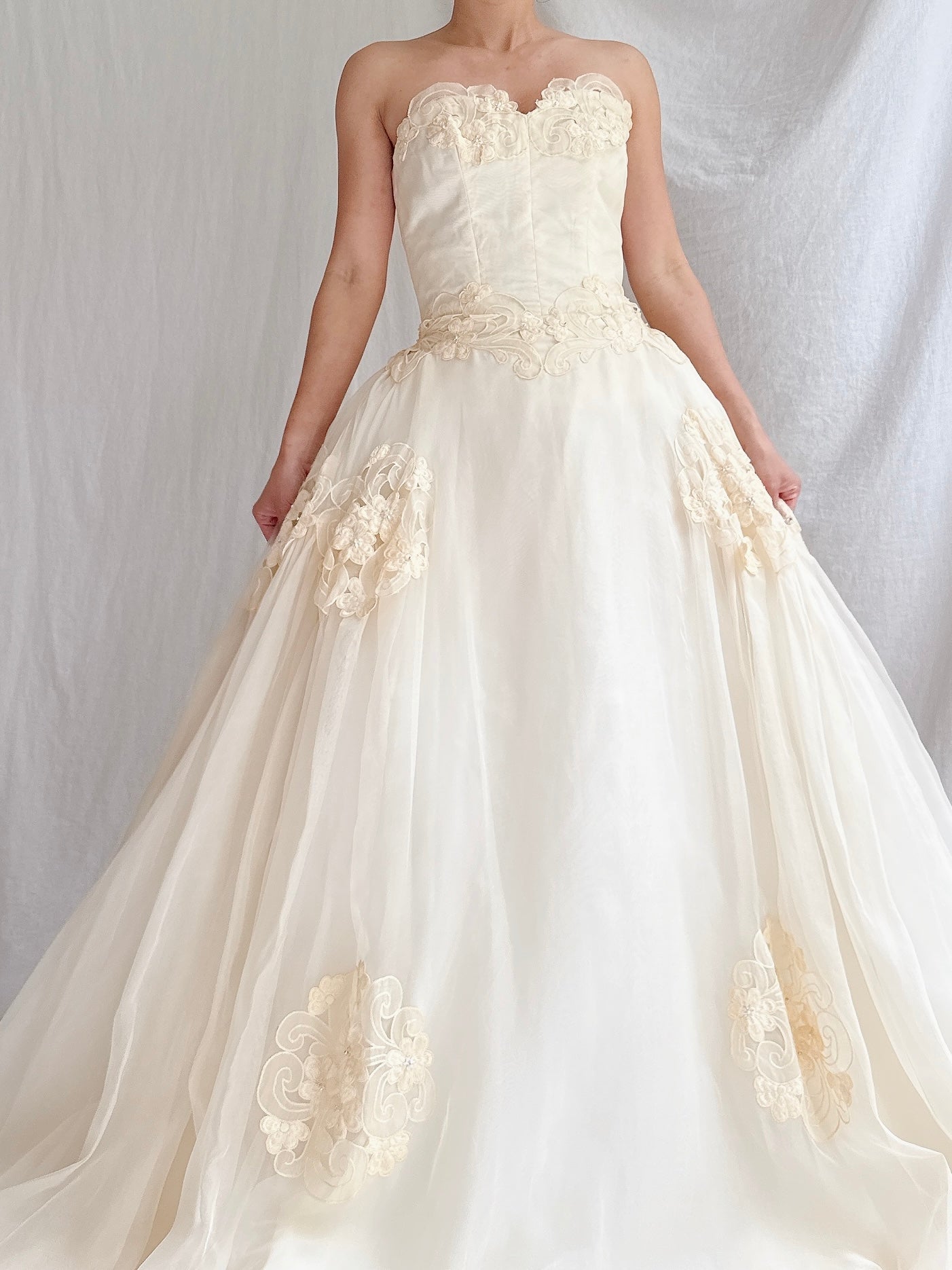 1950s Organza Sweetheart Gown - XS