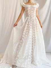 1940s Sheer Organdy Cutout Gown - XS