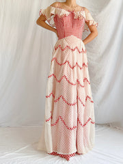 1930s Gingham Organdy Dress - S