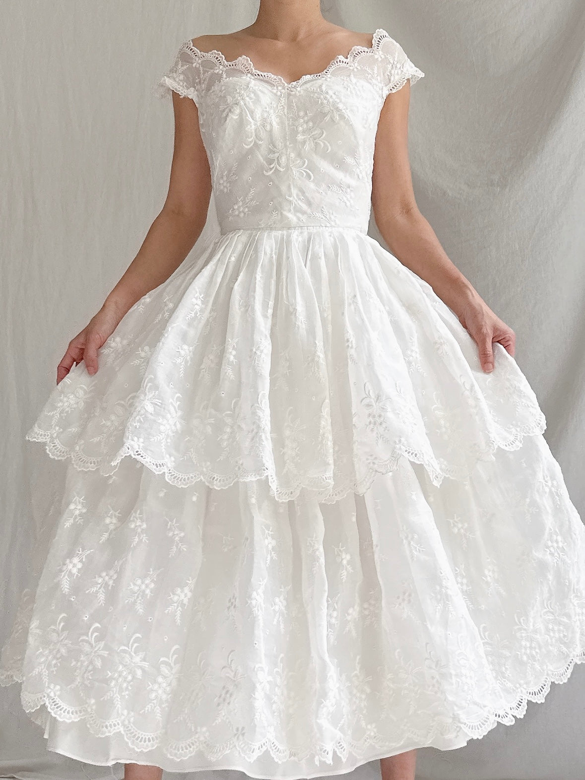 1950s Tea-Length Tiered Dress - XS