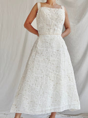 1950s I. Magnin Embroidered Silk Organza Dress - XS