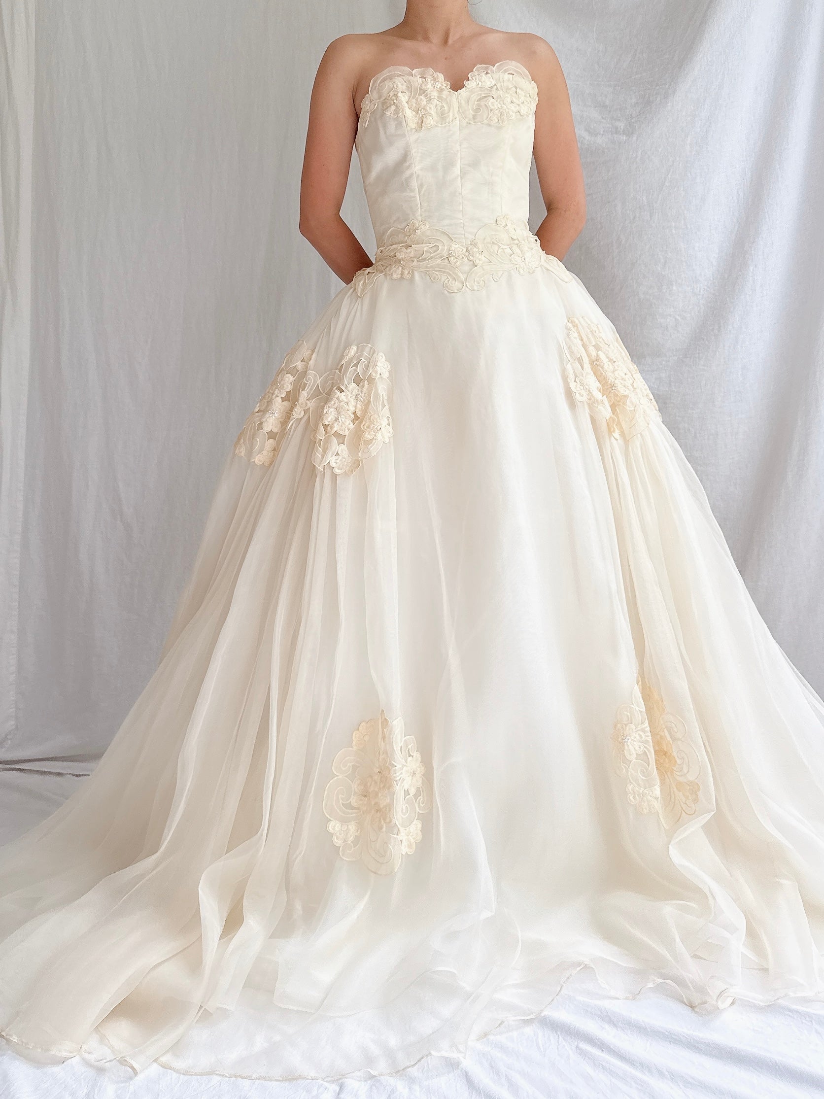 1950s Organza Sweetheart Gown - XS