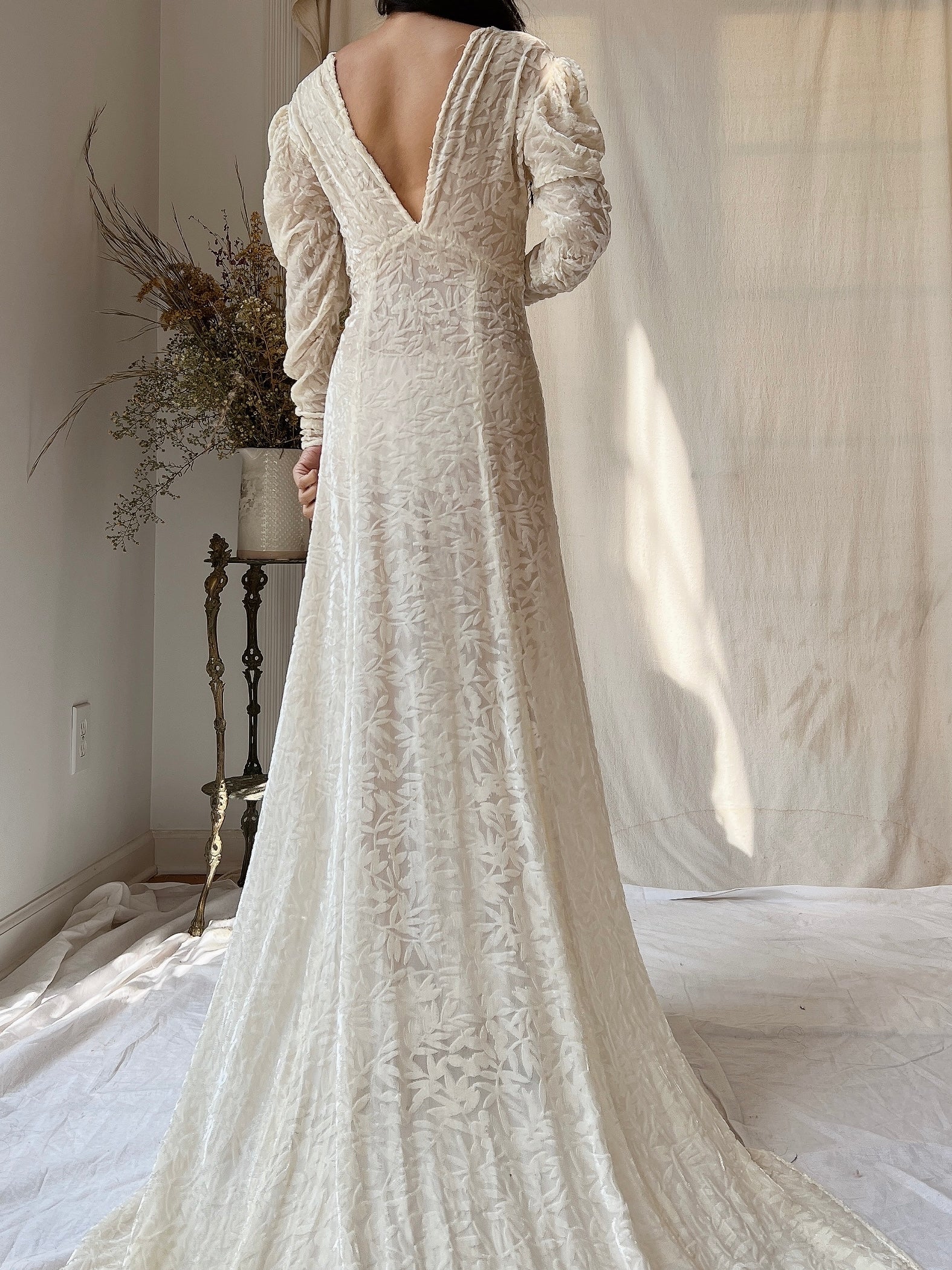 1930s Silk Velvet Devore Gown - XS