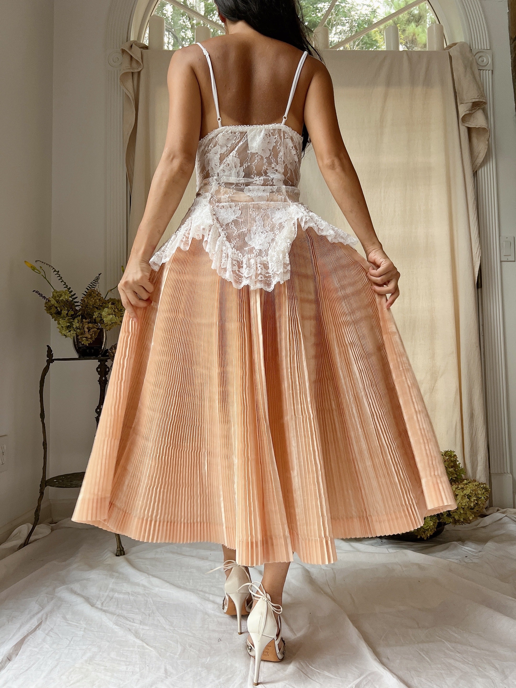 1950s Silk Pleated Skirt - XS