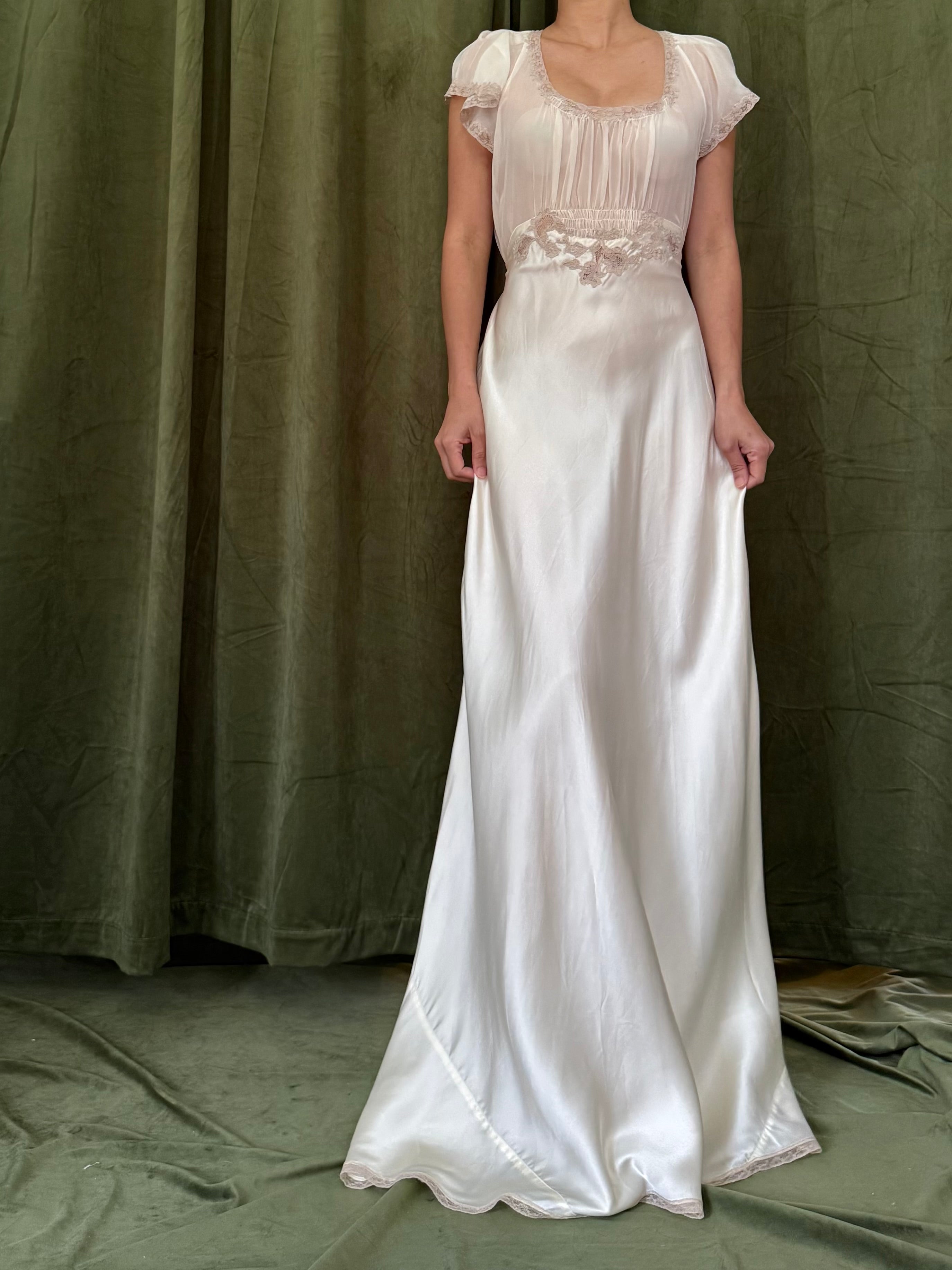 1930s Silk Chiffon/Charmeuse Gown - S