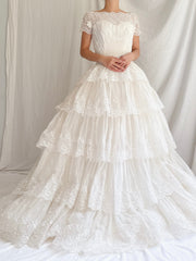 1950s Organdy Tiered Gown - S