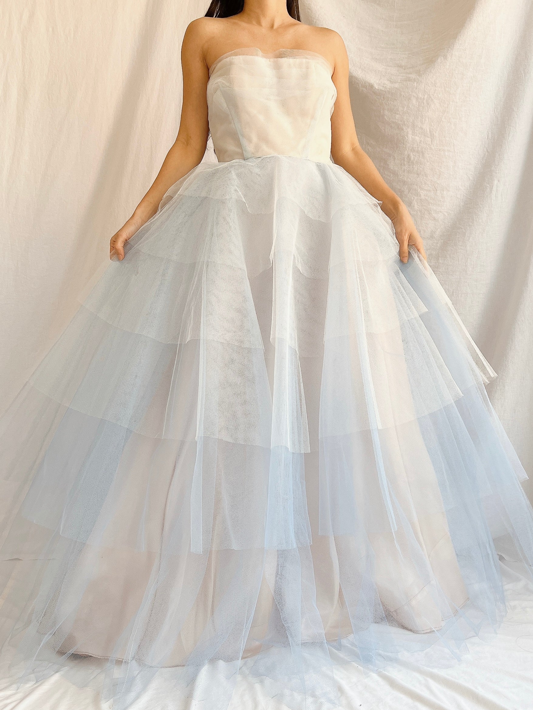 1950s Blue Layered Tulle Dress - XS