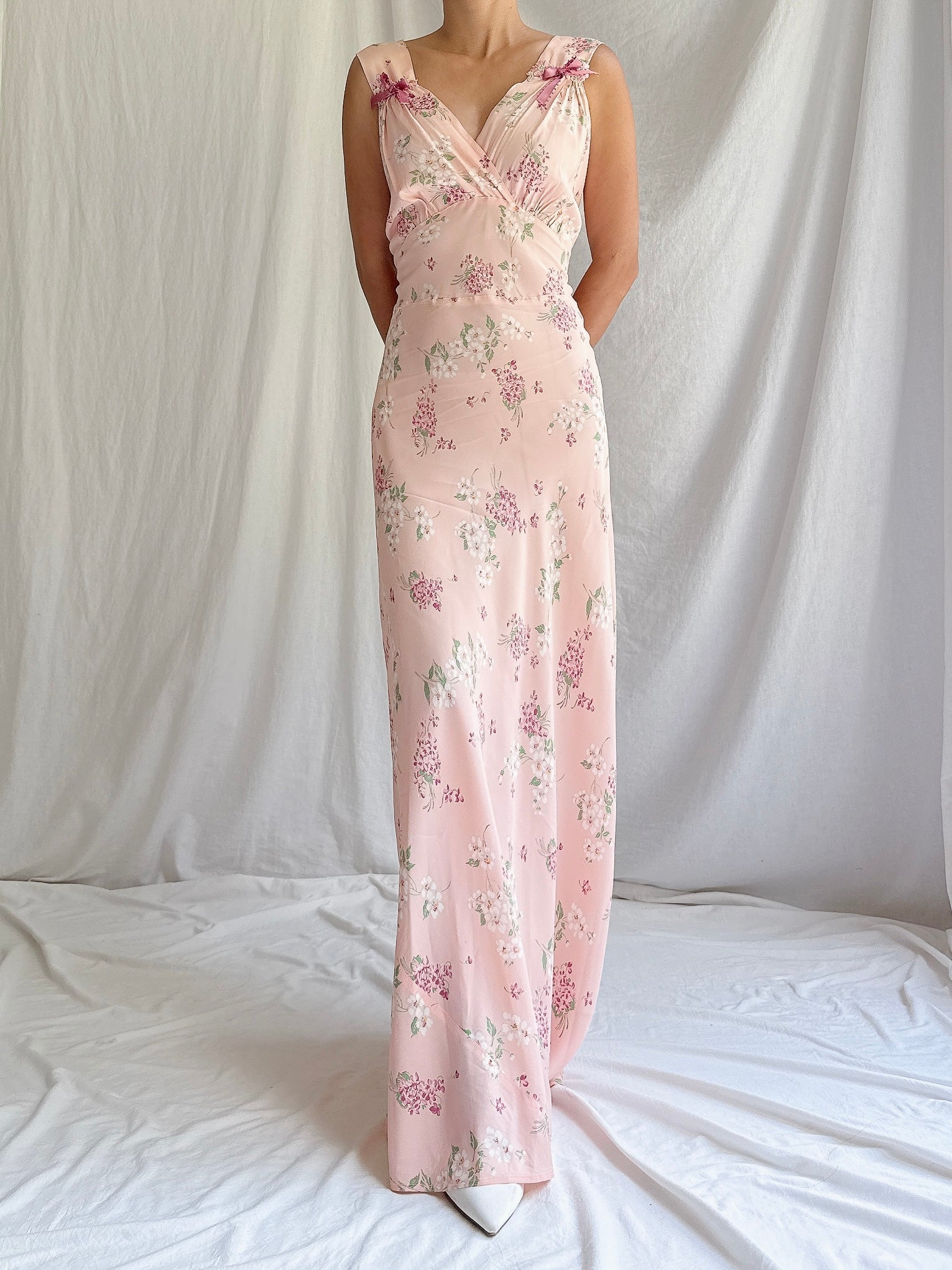 1930s Rayon Floral Dress - S/M