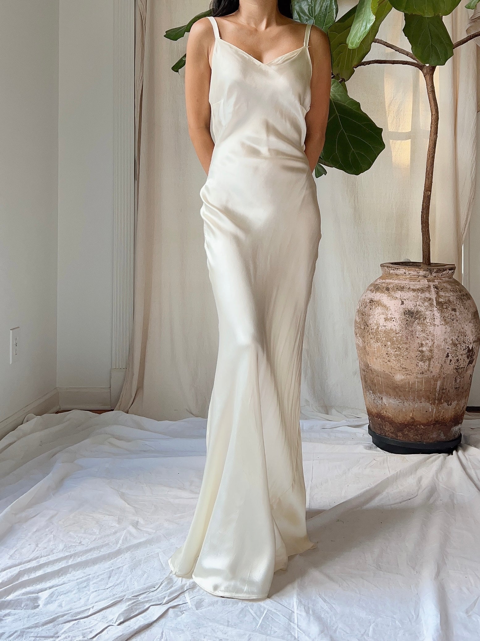 1930s Satin Slip Dress - XS
