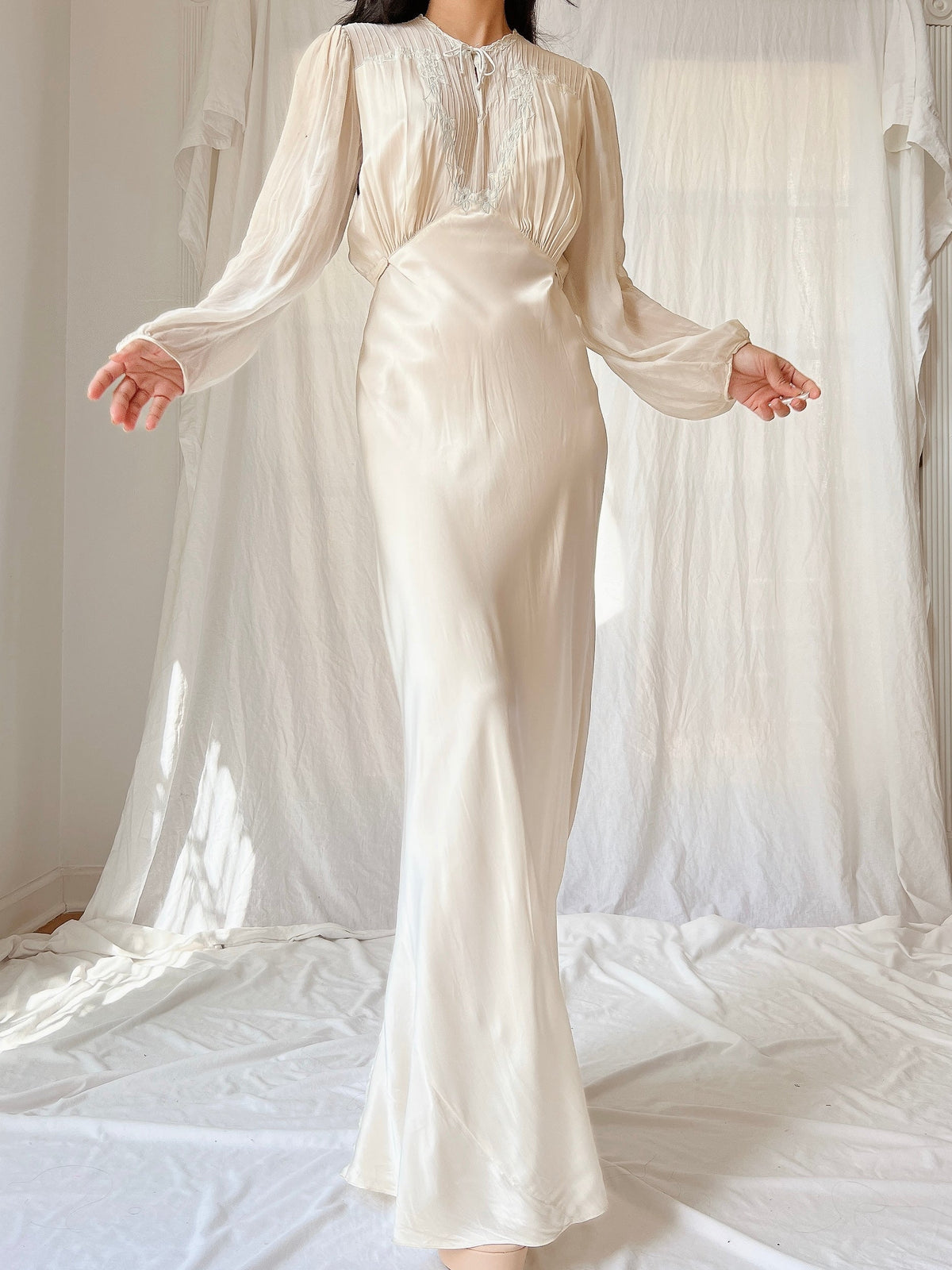 1930s Silk Satin Gown - S