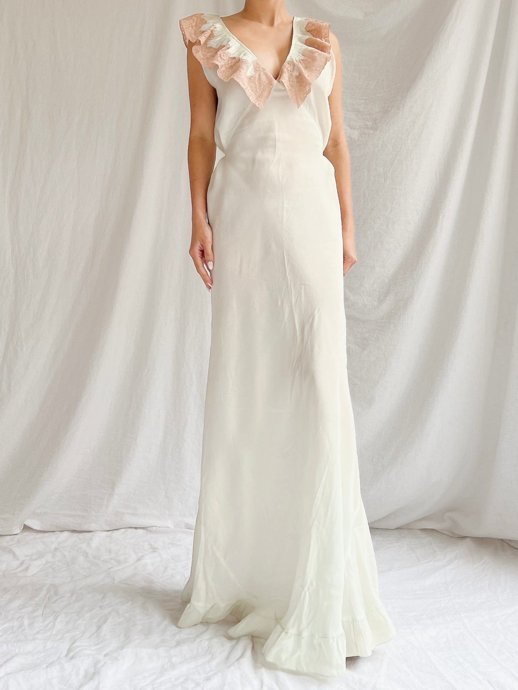 1930s Silk/Rayon Celadon Slip Gown - M
