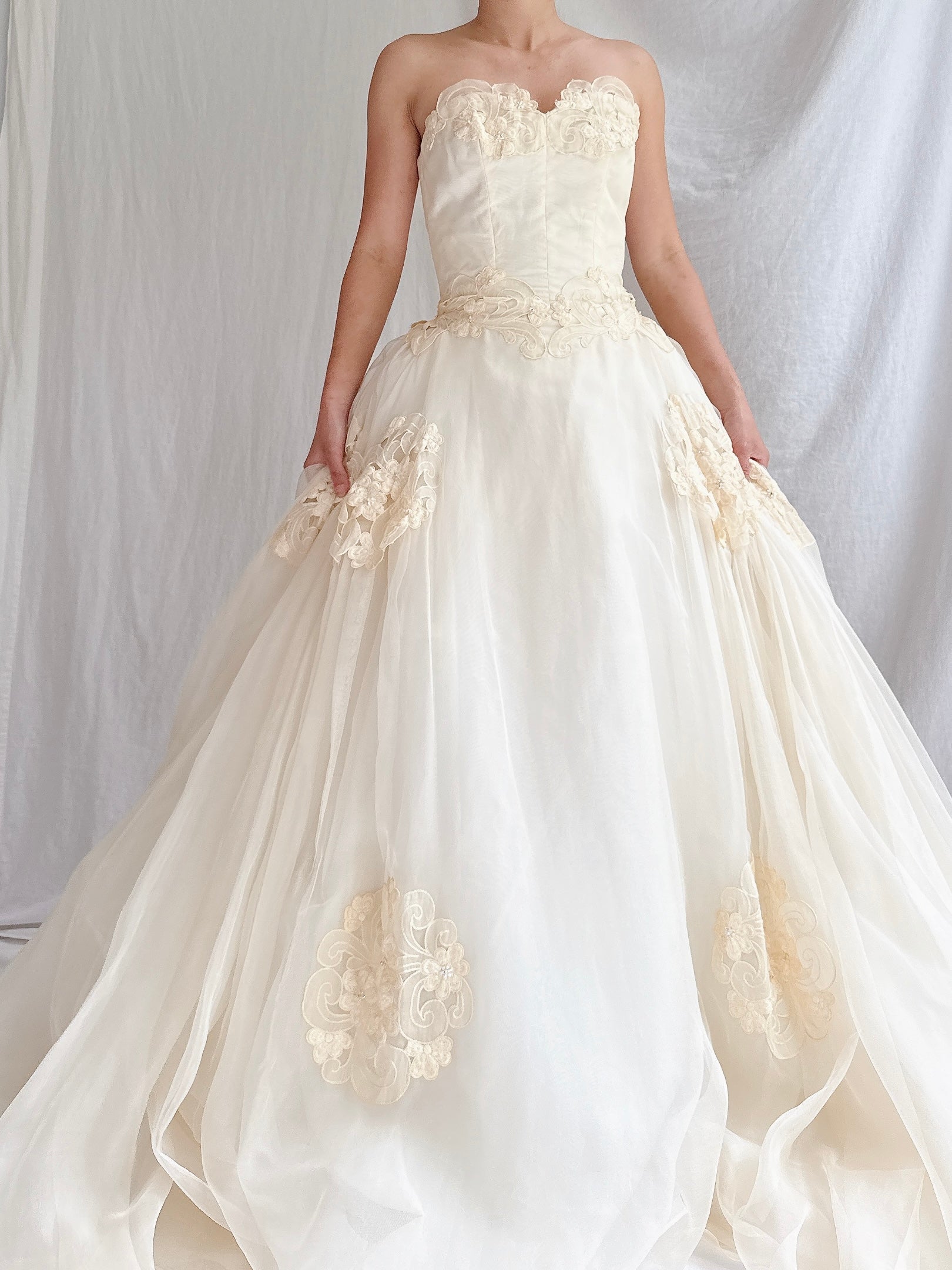 1950s Organza Sweetheart Gown - XS