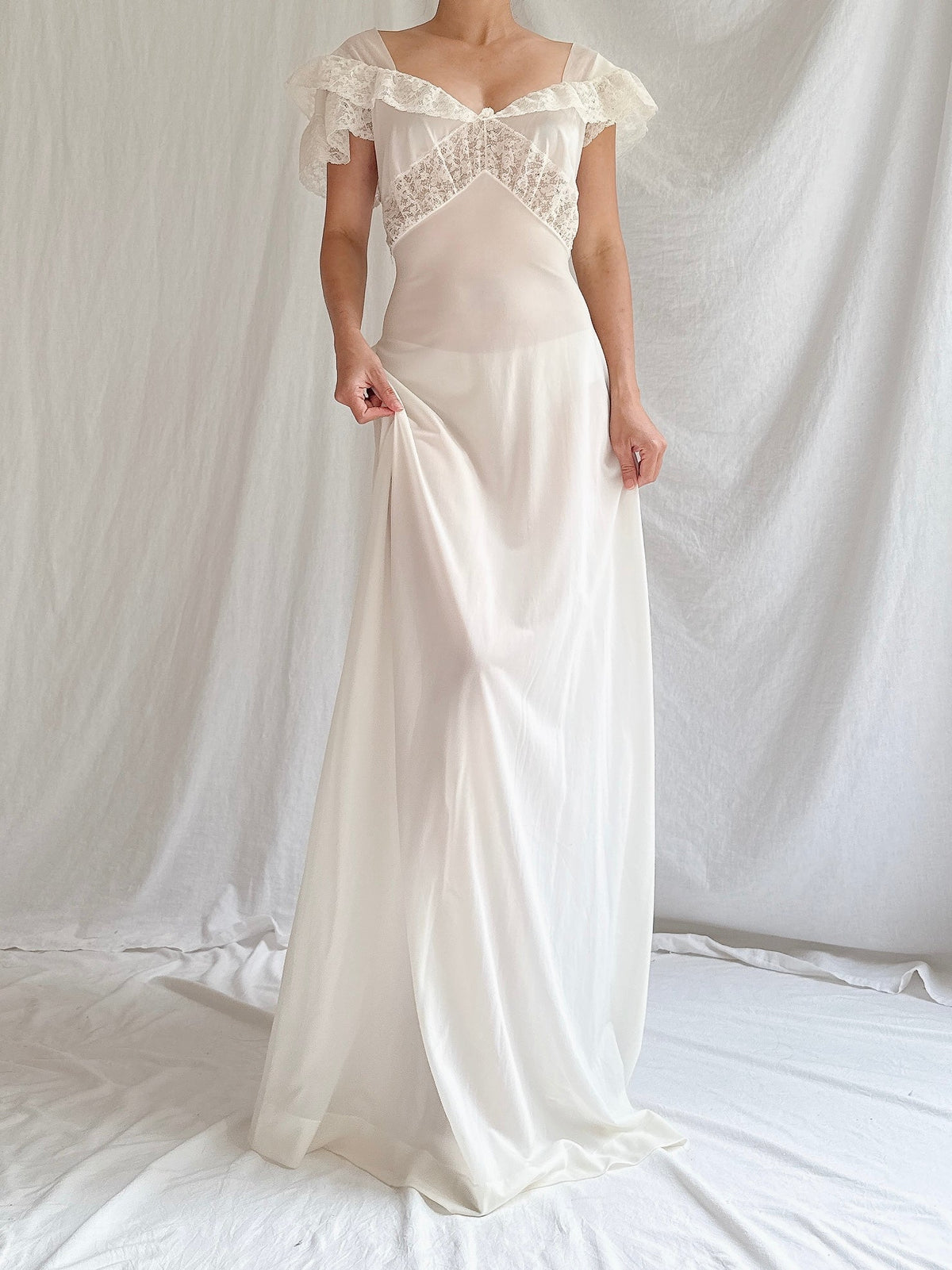 1950s Nylon Sheer Slip Dress - S/M