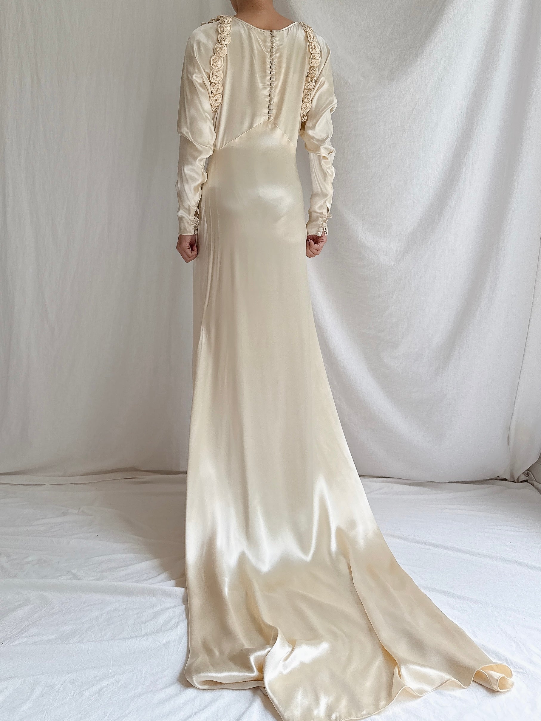 1930s Candlelight Satin Gown - S