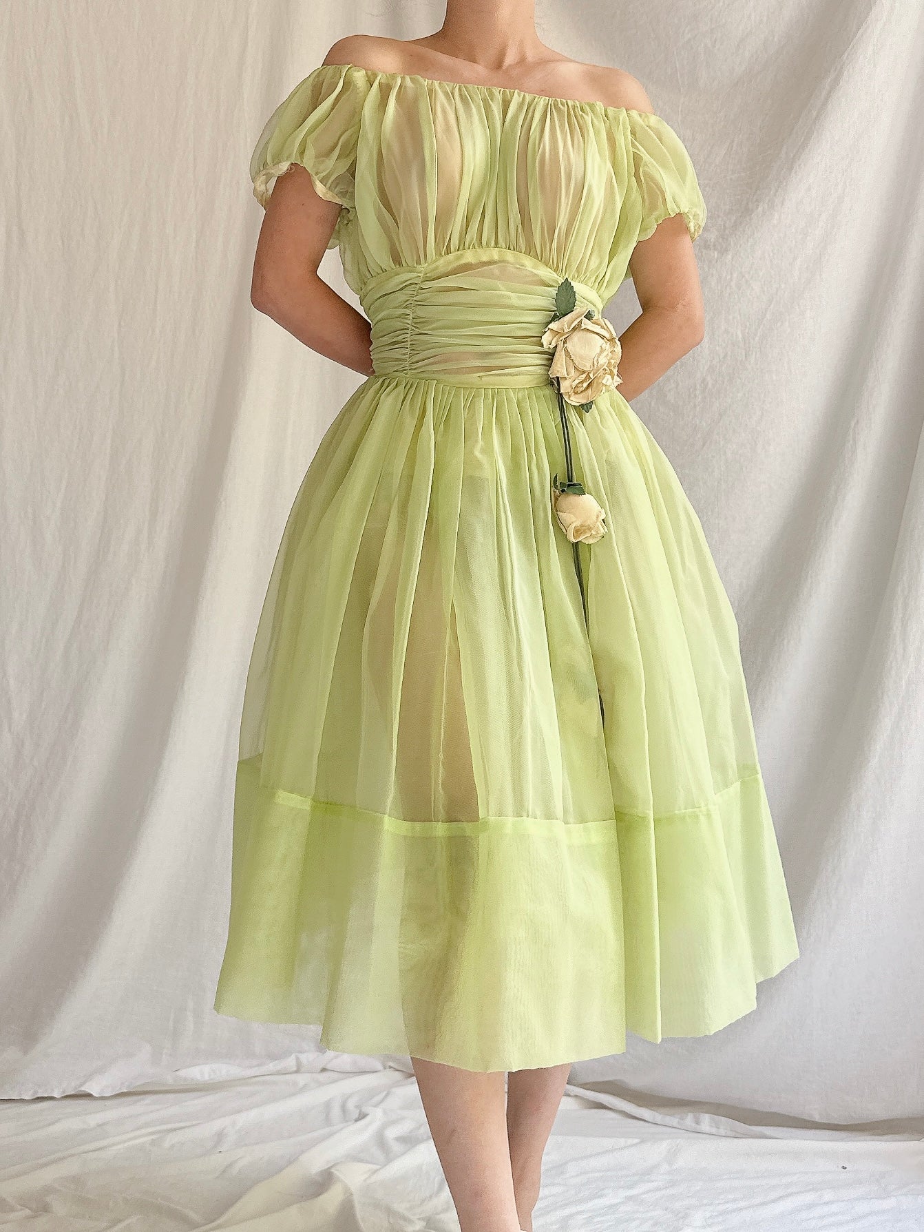 1950s Sheer Voile Dress - S