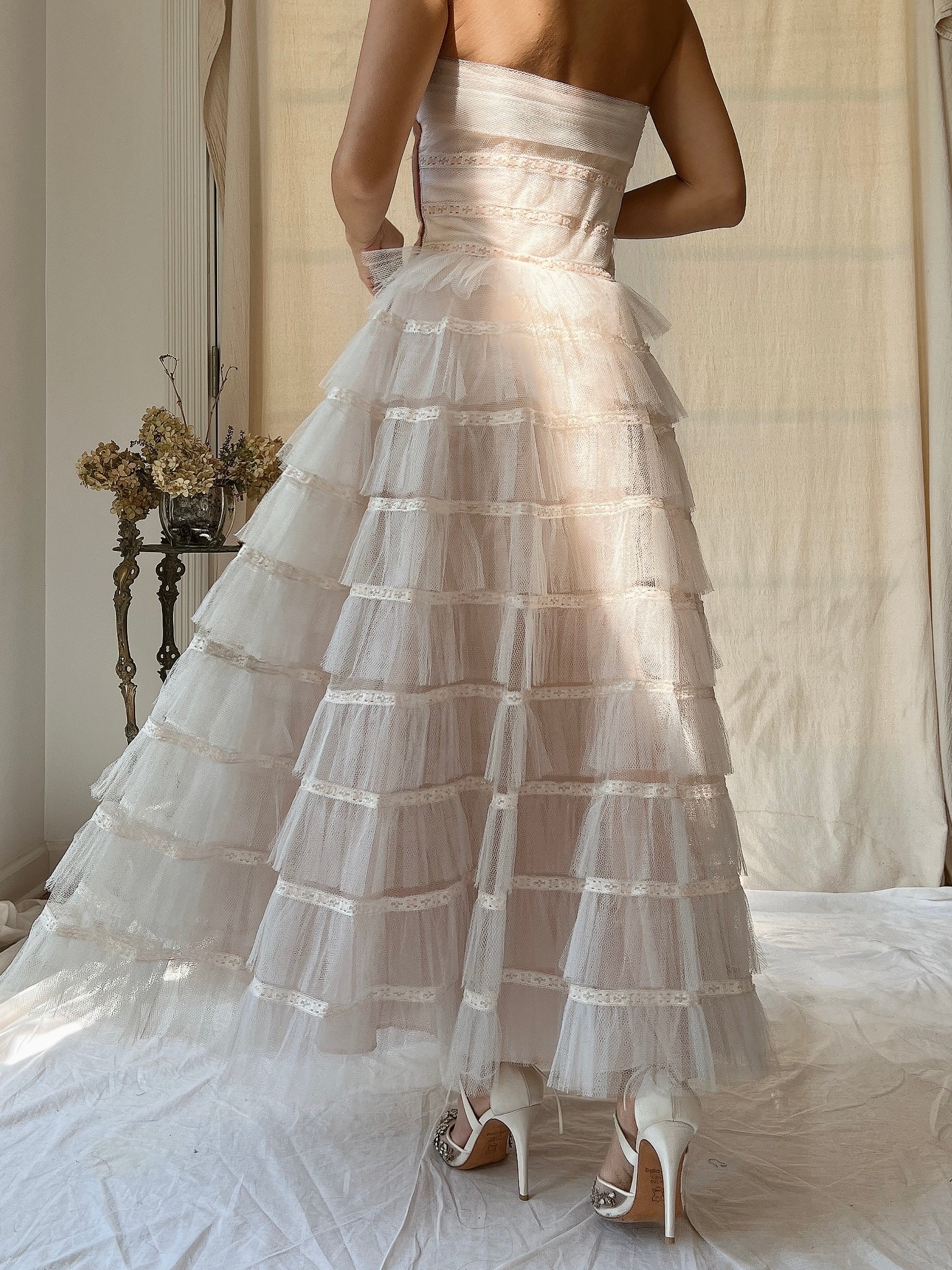 1950s Tulle Blush Dress - XS/S