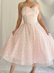 1950s Organdy Eyelet Dress - XS
