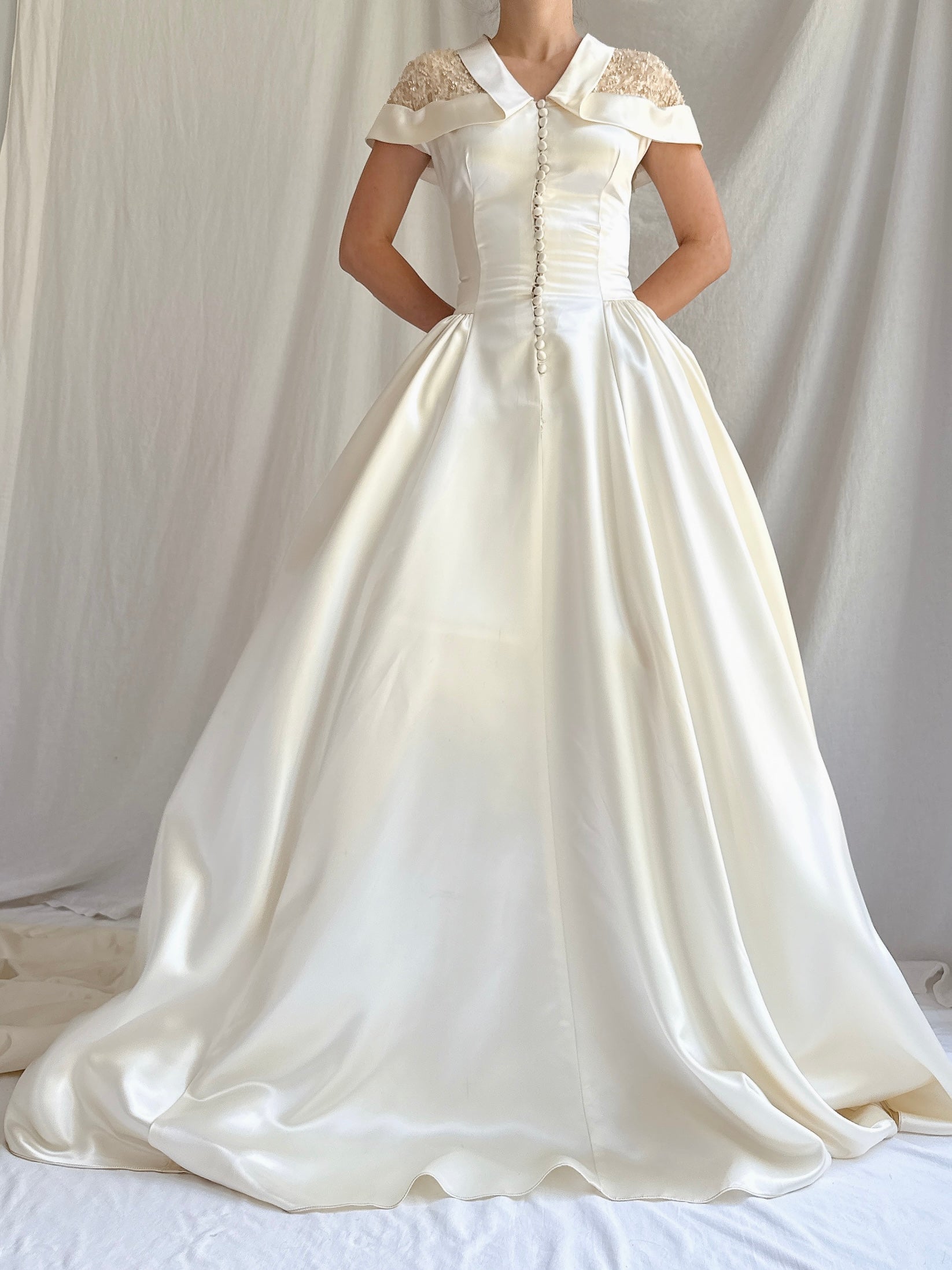 1950s Satin Button Gown - S