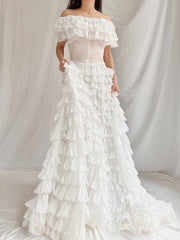 1930s Organdy Ruffle Gown - XS
