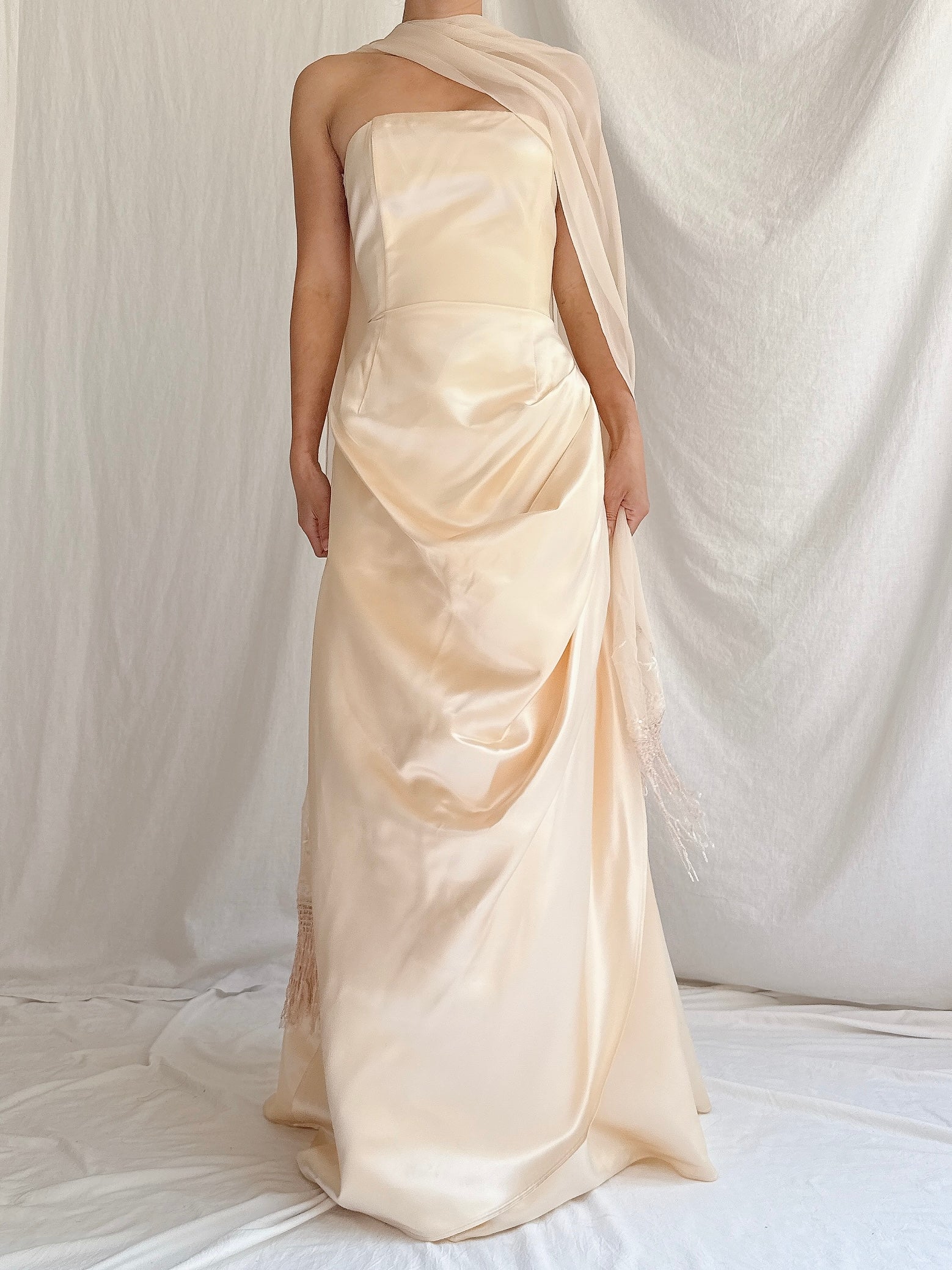 00s Jessica McClintock Butter Champagne Dress - S