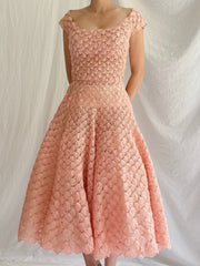 1950s Silk Ribbon Woven Dress - S