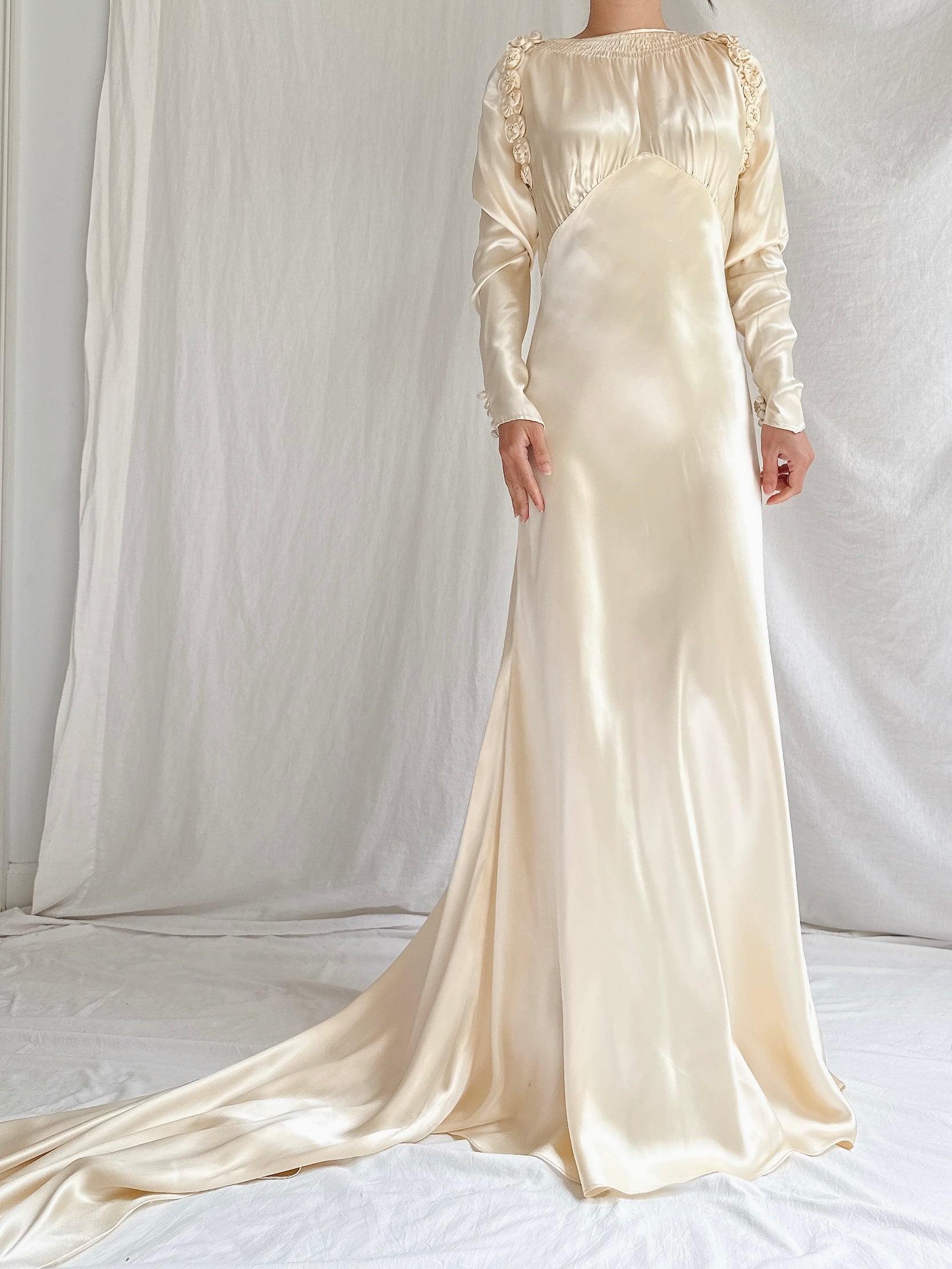 1930s Candlelight Satin Gown - S