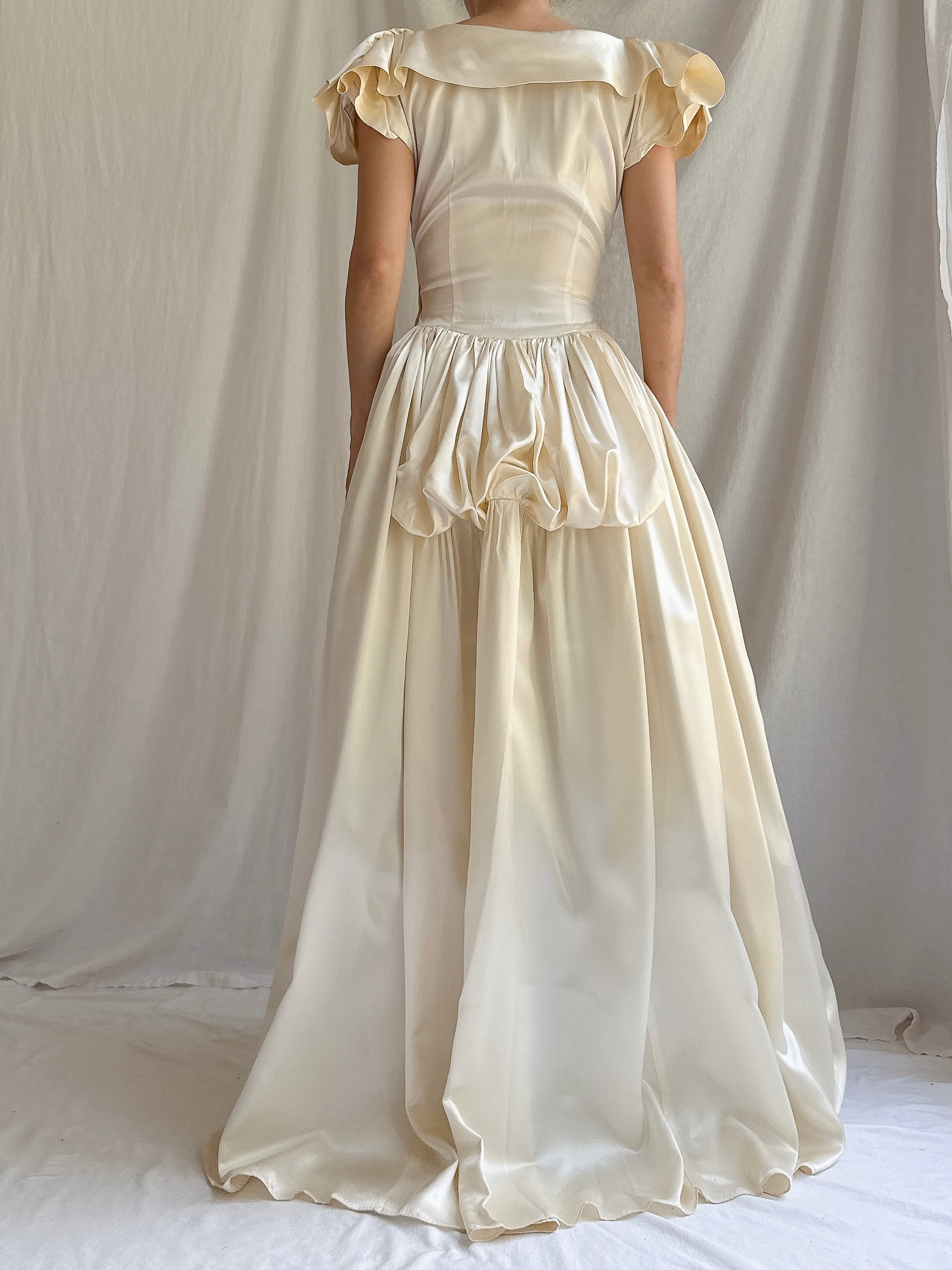 1940s Basque Waist Satin Gown - S