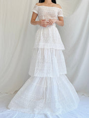 1940s Organdy Embroidered Gown - XS