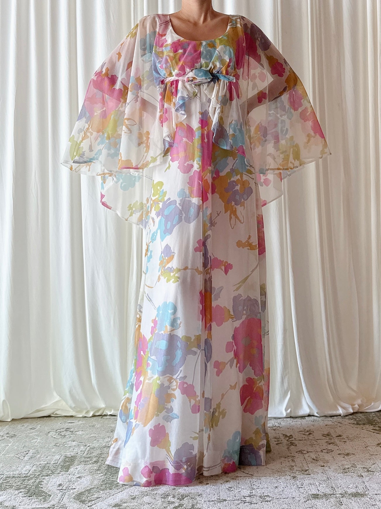 1960s Floral Tricot Dress - Size 34