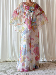 1960s Floral Tricot Dress - Size 34