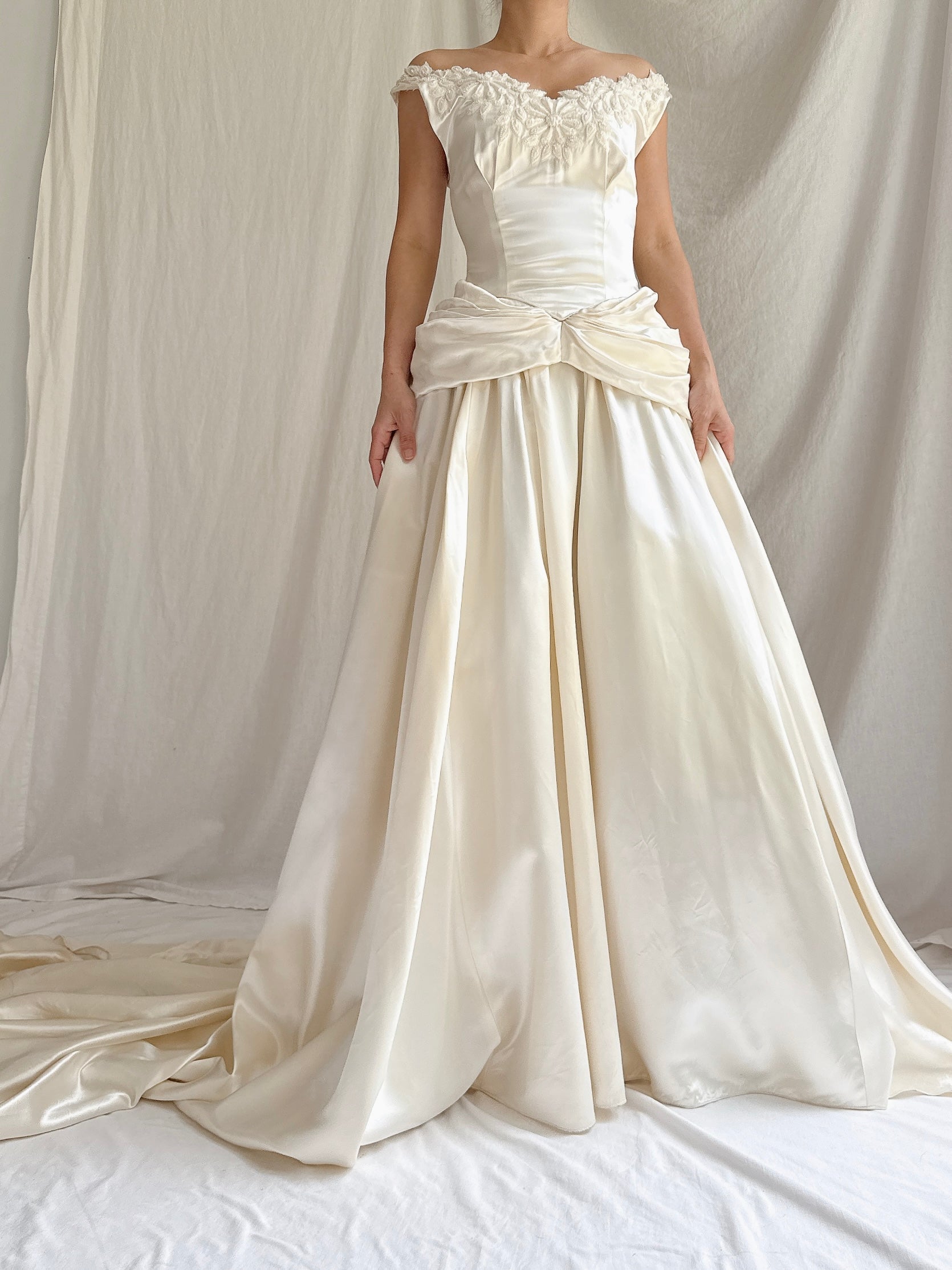 1940s Satin Ruche Dress - S