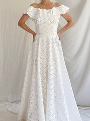 1930s Cutout Ruffle Cotton Dress - XS