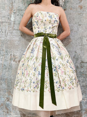 1950s Hand-Embroidered Floral Dress - XS