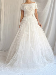 1950s Swiss Dot Tulle Gown - S