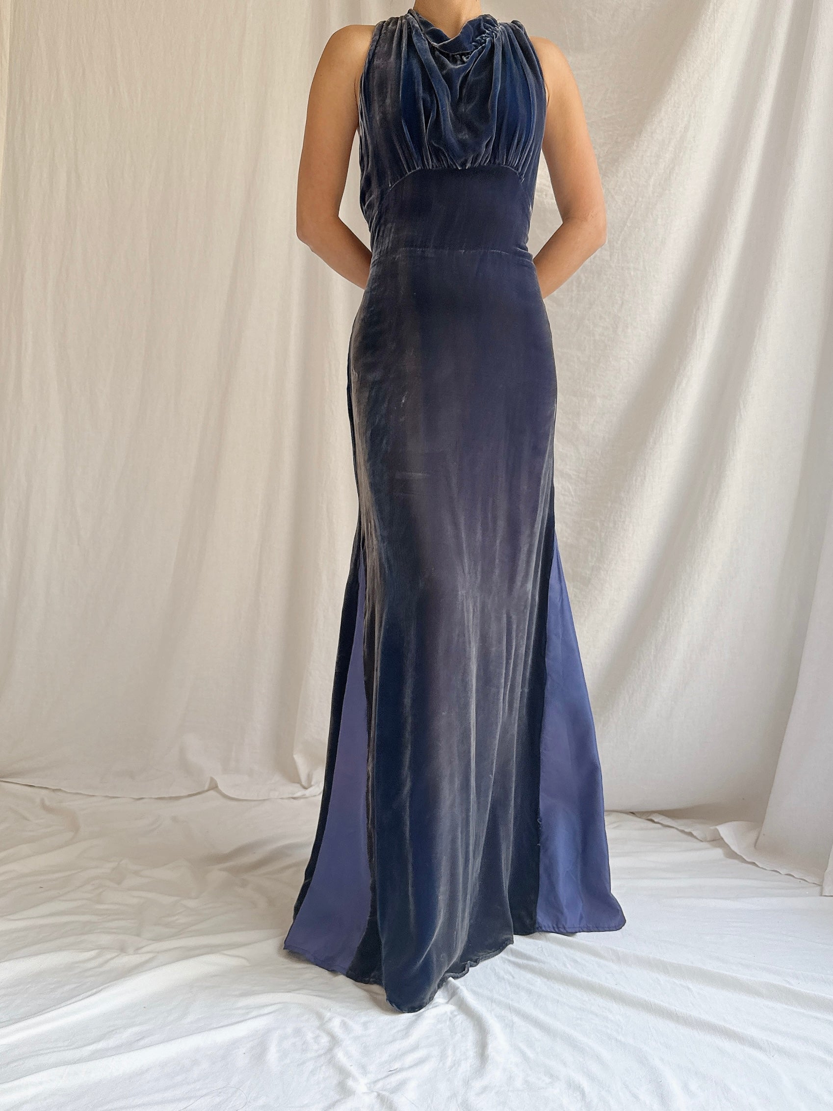 1930s Silk Velvet Gown - S