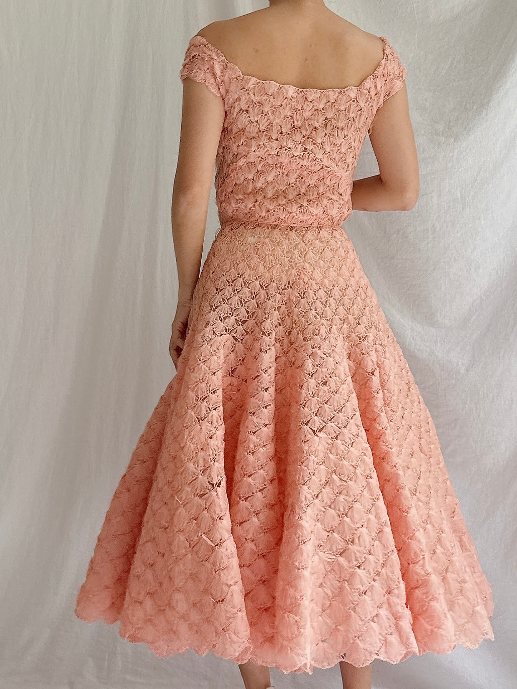 1950s Silk Ribbon Woven Dress - S