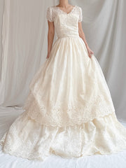 1950s Embroidered Organdy Dress - XS