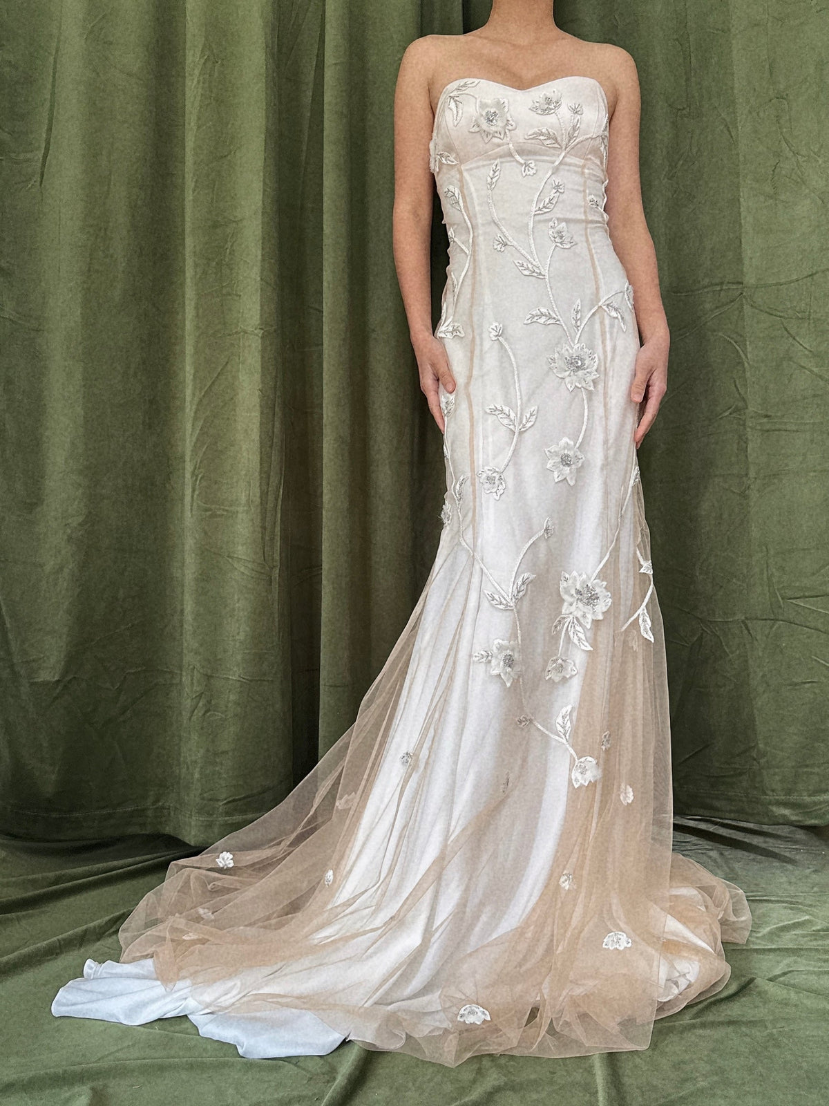 00 Strapless Tulle and Satin Gown - XS