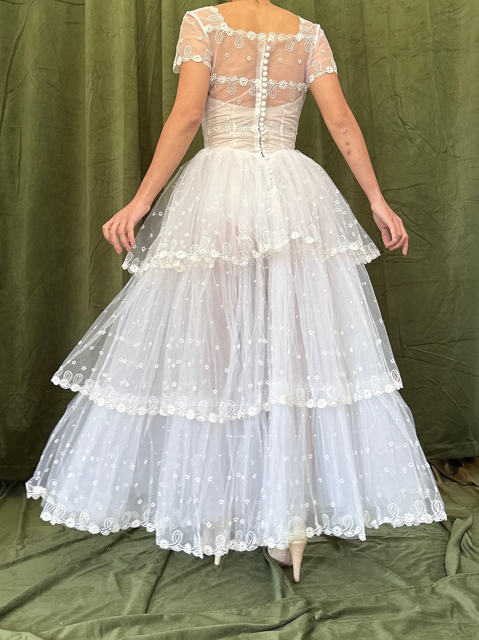 1950s Tea-Length Tulle Dress - XS