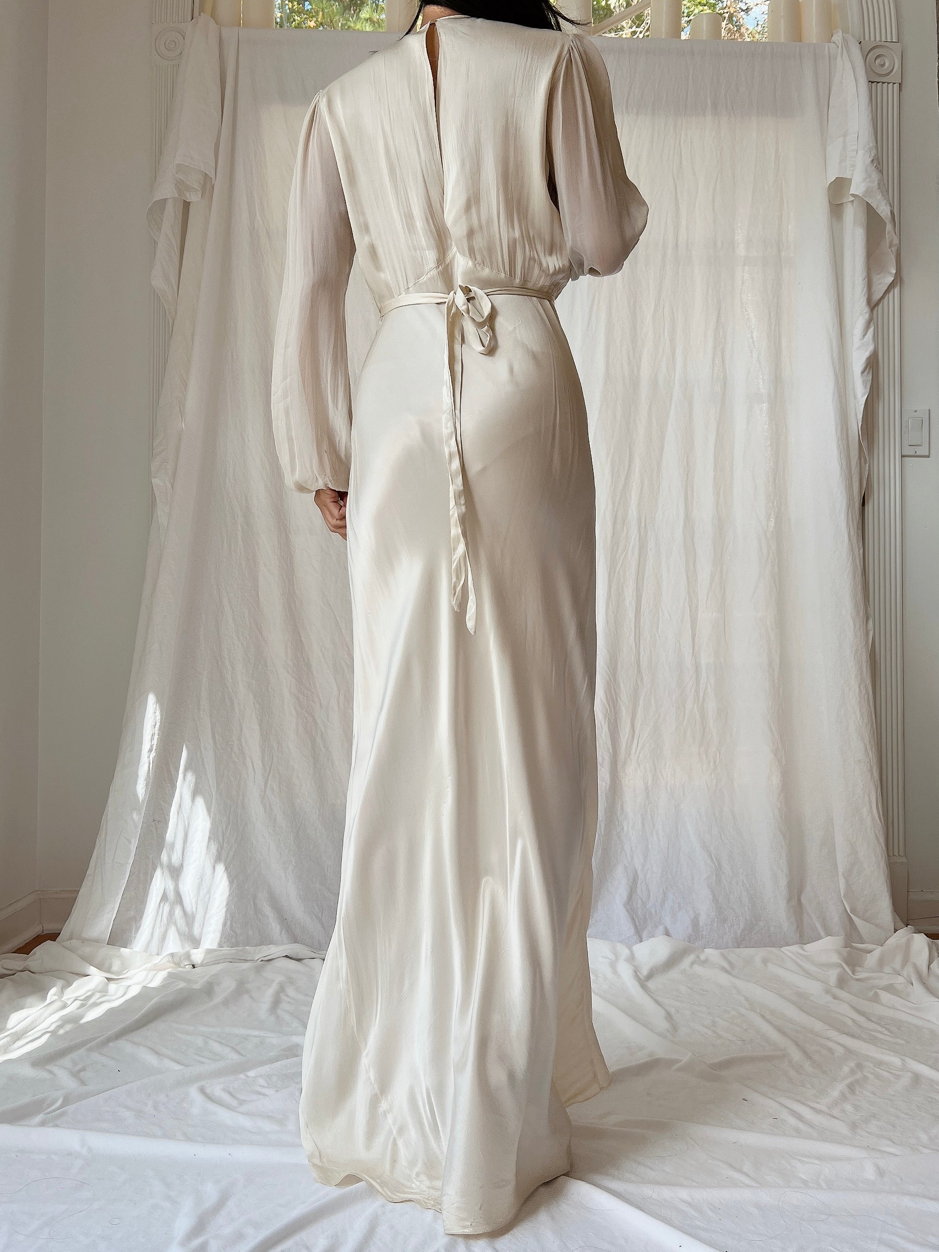 1930s Silk Satin Gown - S