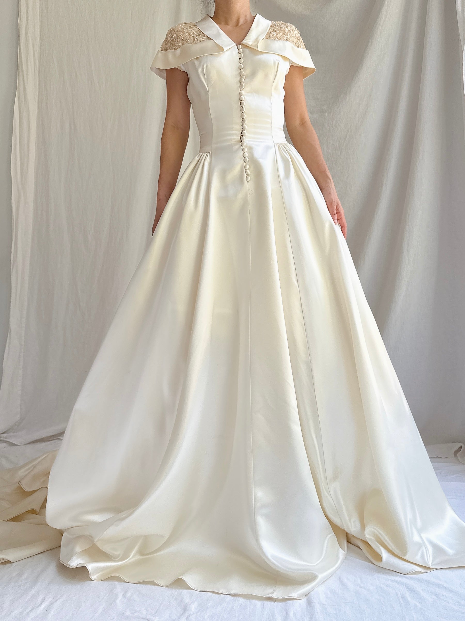 1950s Satin Button Gown - S
